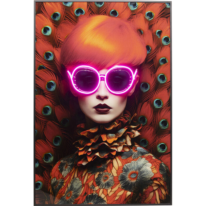 Cuadro Framed LED Fancy Red Lady 120x80 cm